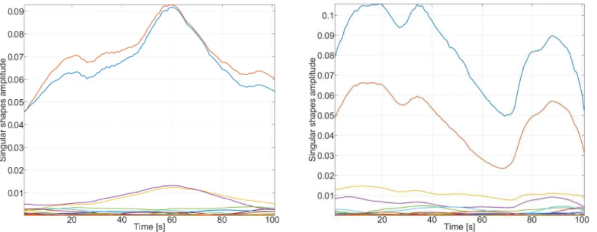 Figure 10 : Time evolution of the common main real shape amplitudes for the first measurement  