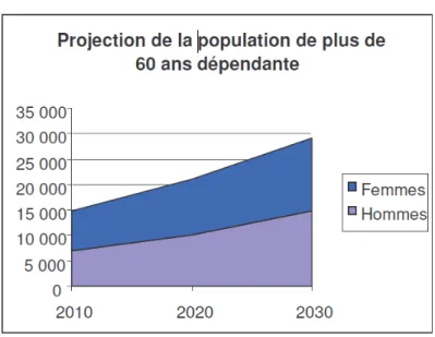 Figure I.2: Projection de la population de plus de 60 ans dépendante 