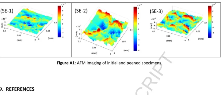 Figure A1: AFM imaging of initial and peened specimens. 
