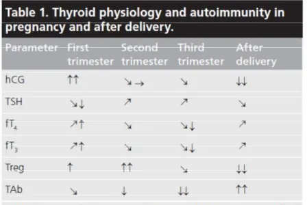 Figure 1 : Thyroid physiology and autoimmunity in pregnancy and after delivery (2) 