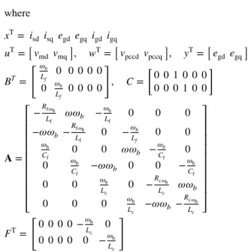 Figure 2 presents the grid-forming cascaded control struc- struc-ture. It consists of an inner cascaded AC voltage and a VSI  output current control represented in the synchronous  refer-ence frame (SRF)