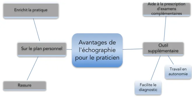 Figure 2 : Thèmes et sous thèmes - Intérêts de l'échographie pour les praticiens 