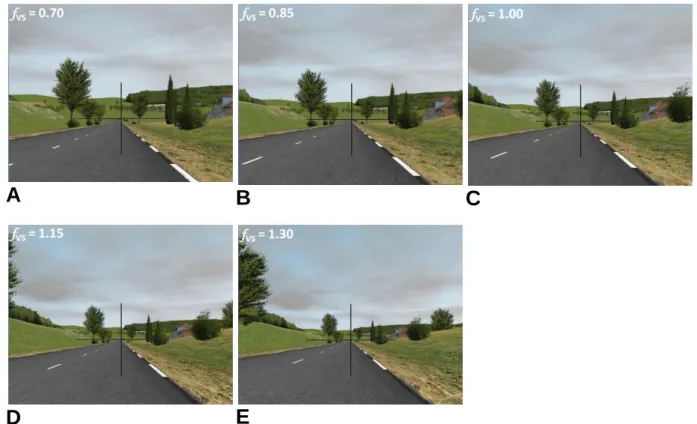 Figure 4 – Screenshots taken with visual scale factors of 0.70, 0.85, 1.00, 1.15 and 1.30 in  respectively A, B, C, D and E