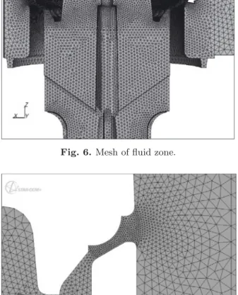 Fig. 8. Contours of absolute static pressure (MPa) with no cavitation model (FLUENT).