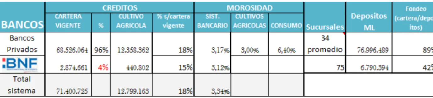 Tabla 10: Indicadores de participación, morosidad y tasa de interés del bnf 