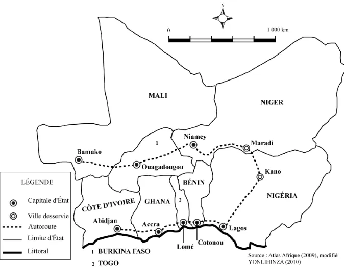 Figure 1.1.2 : projet d’autoroute en Afrique de l’Ouest 
