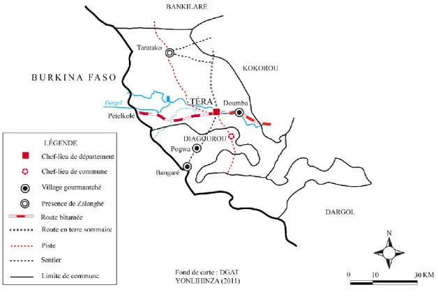 Figure 1.1.5 : zone de présence gourmantché et zalanghé 