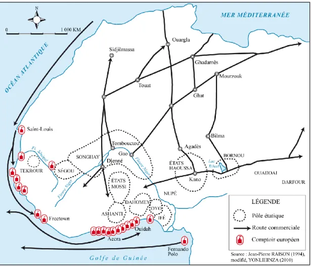 Figure 1.2.3 : les routes commerciales de 1500 à 1800 