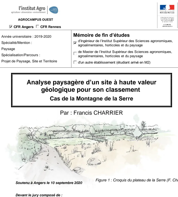 Figure 1 : Croquis du plateau de la Serre (F. Charrier) 