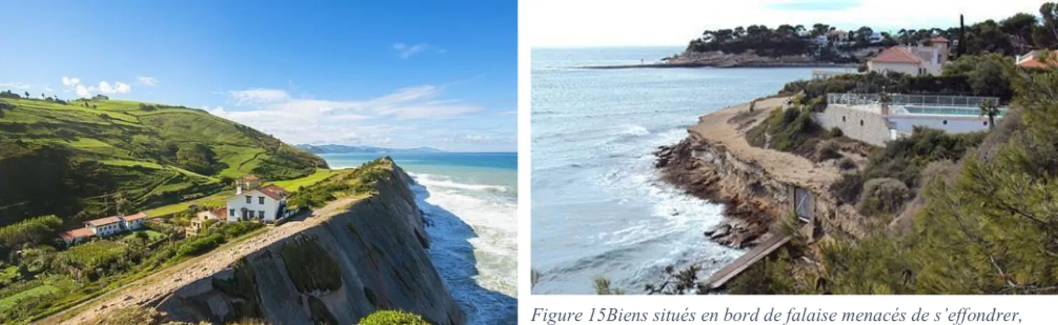 Figure 14 Biens situés en bord de falaise menacés de s’effondrer,  Biarritz, 2016 (Sudouest) 