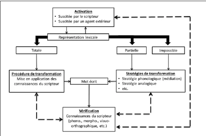 Figure 1.2. Opérations mentales impliquées dans la production écrite d’un mot.  