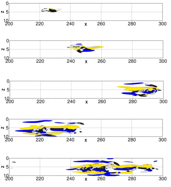 Figure 12: (Color online) Snapshots of the evolution in time of the selected NLOP for the ASBL: