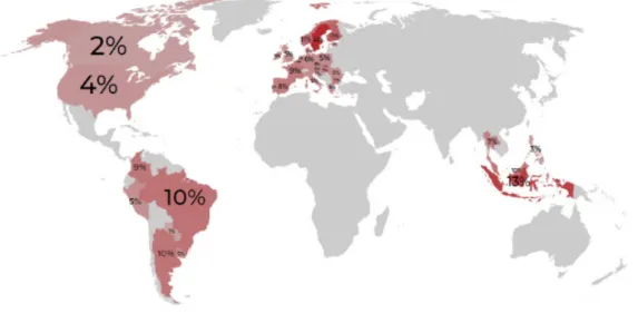 Figura 16: Mezclas efectivas estimadas (volumen en volumen) de biodiésel  en diésel fósi  (año 2019) .