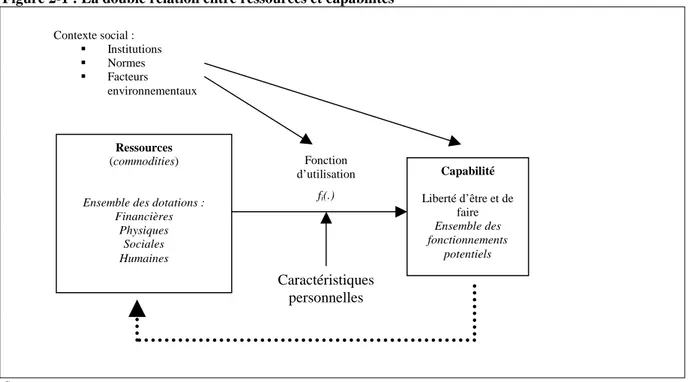 Figure 2-1 : La double relation entre ressources et capabilités 