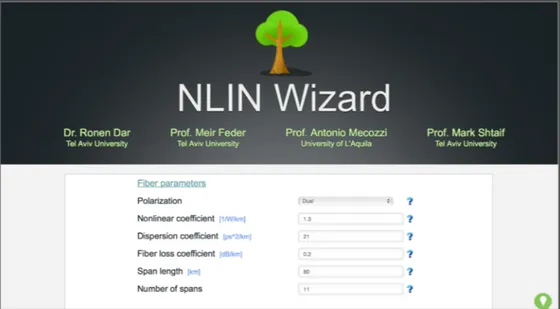 Figure 3.2 Paramètres de la fibre en entrée sur l’outil NLIN Wizard  Adaptée de Dar et al (2013) 