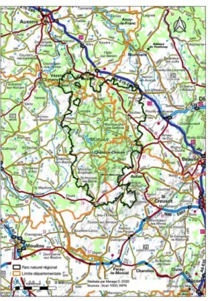 Figure 1. Situation du massif du Morvan