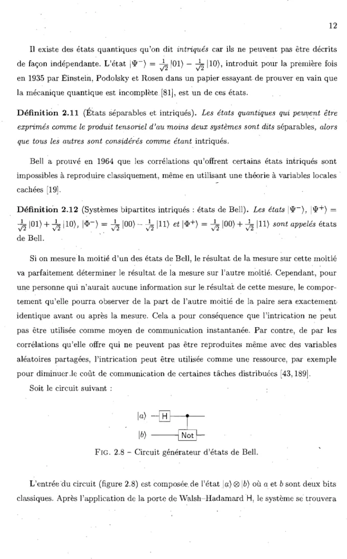 FIG.  2.8  - Circuit  générateur d'états de  Bell. 