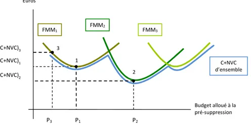 Figure 1.11 : Représentation de la FMM optimale selon le niveau de budget P 