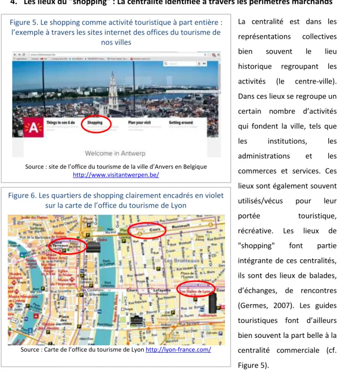 Figure 5. Le shopping comme activité touristique à part entière :  l’exemple à travers les sites internet des offices du tourisme de 