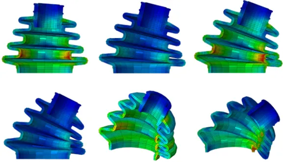 Fig. 13. Different modes F i (x), for the boot seal non intrusive approximation.