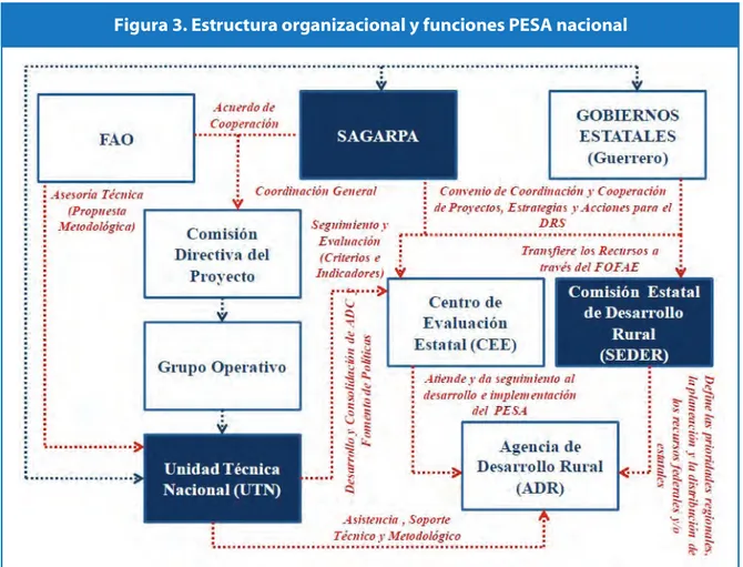 Figura 3. Estructura organizacional y funciones PESA nacional