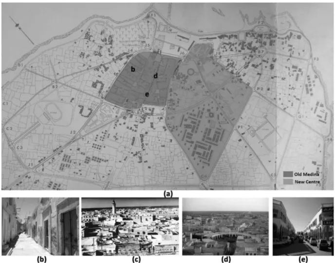 Figure 3. Morphological phases of Monastir urban sprawl (from above to below): (1956), (1974) and (2013).