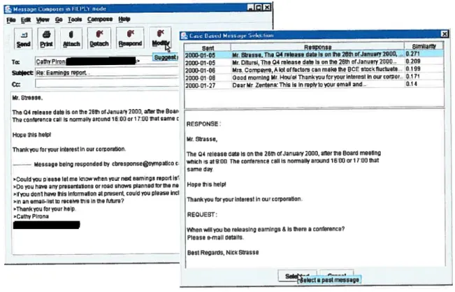 Figure 15 Sélection de messages antécédents