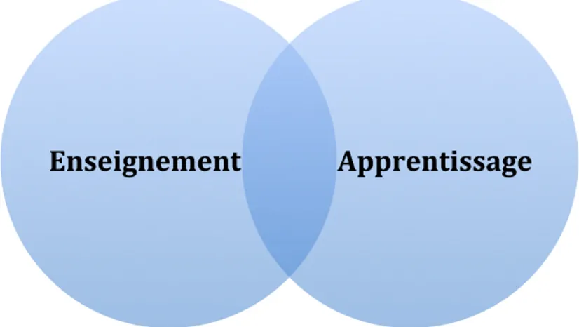 Figure 8 : Schéma distinguant et liant l’enseignement et l’apprentissage. 