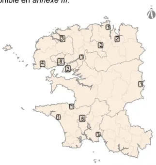 Figure   1   :   Répartition   des   sages-femmes   libérales   dans   le Finistère au 1er janvier 2017, n=76