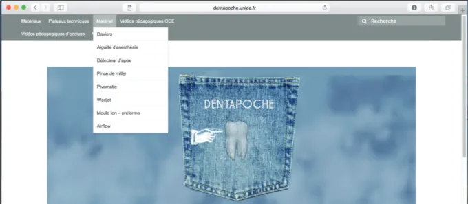 Fig 12 : Capture d’écran du site Dentapoche 