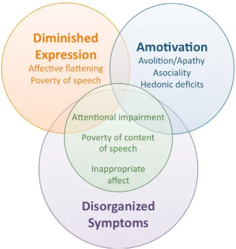 Figure  2 :  La  conceptualisation  actuelle  des  symptômes  négatifs  de  la  schizophrénie  (Foussias et al., 2014) 