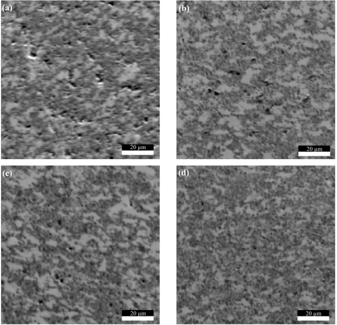 Fig. 8 SEM micrographs of Fe-TiC composite (a) C0, (b) C1, (c) C2, (d) C3 