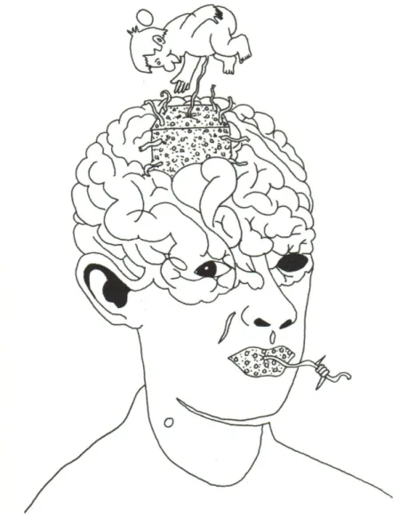 Figure 5: La bouche, la moitié de mon cerveau mort  sont un blockhaus de béton armé. SABADEL 