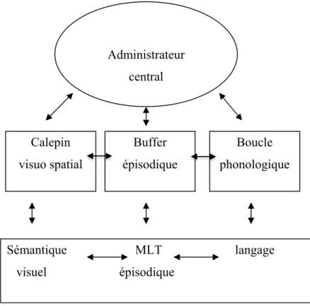 Figure 1. Modèle de mémoire de travail (Baddeley, 2007) 