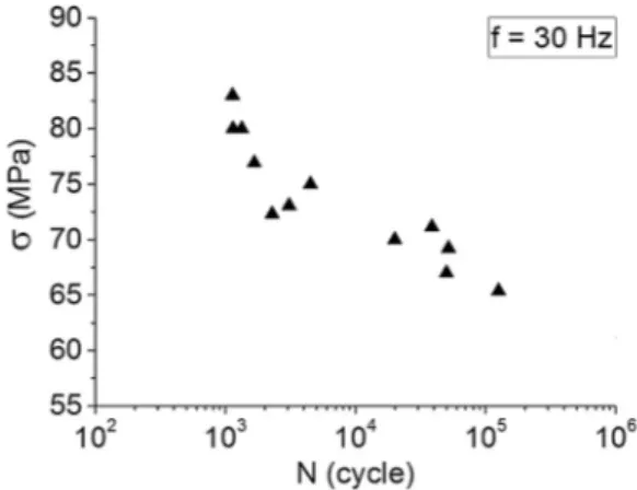 Fig. 15. Wöhler curves for PEEK samples at 30 Hz.