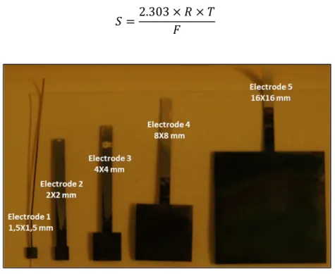 Figure 2.4 Different sized working electrodes 