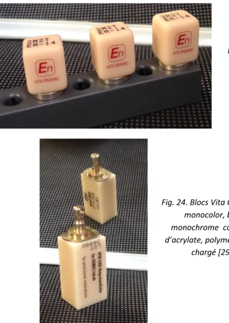 Fig. 24. Blocs Vita CAD Temp  monocolor, bloc  monochrome  composé  d’acrylate, polymère micro 