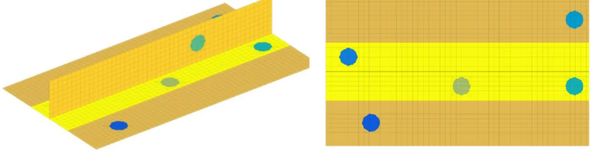Figure 2 : FE-model of the stiffened composite plate under study. 