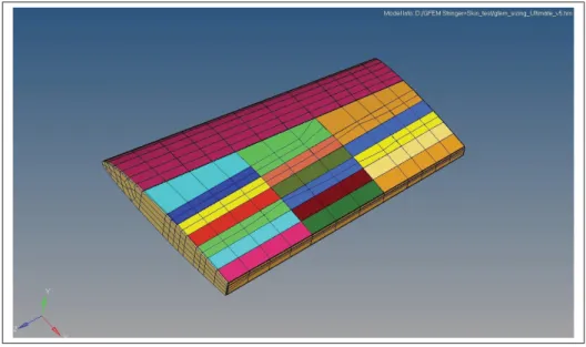 Figure 3.3 Modèle par éléments ﬁnis global de l’aile MDO505 vu du dessus