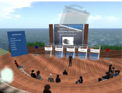 Figure 2 : Salle de classe dans le monde virtuel de Second Life, Extrait de Mitchell et al