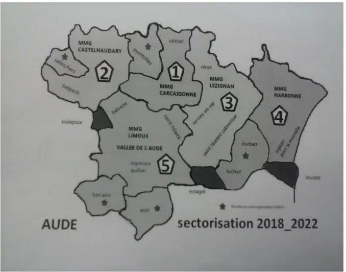 Figure 1 : D’après l’APSA, nouvelle sectorisation de l’Aude 