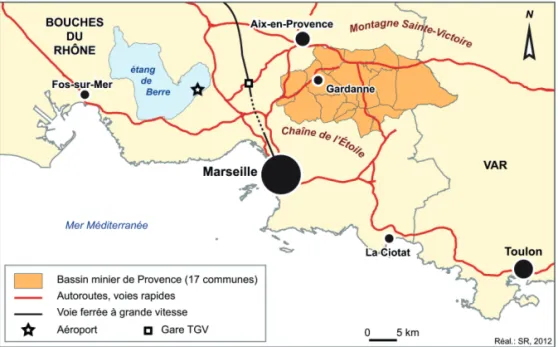 Figure 3. Le bassin minier de Provence : localisation géographique
