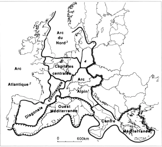 Fig.  2  -  ZONES  D'ÉTUDES TRANSRÉGIONALES DE LA CEE. 