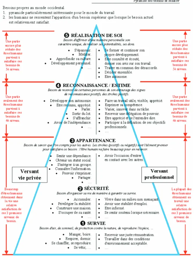 Figure 3 : Pyramide des besoins de Maslow. 