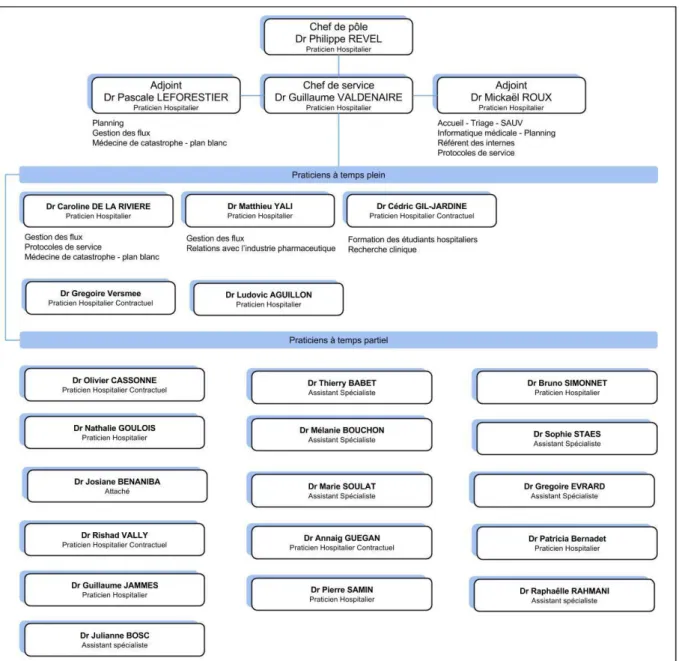 Fig 3 : Organigramme des urgences de Pellegrin 2014 