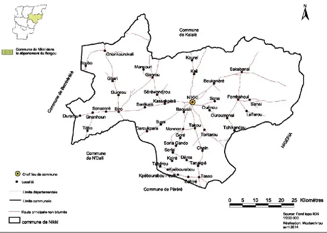 Figure 4 : Carte de situation de la Commune de Nikki 