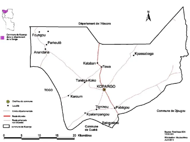Figure 7 : Carte de situation de la Commune de Kopargo 
