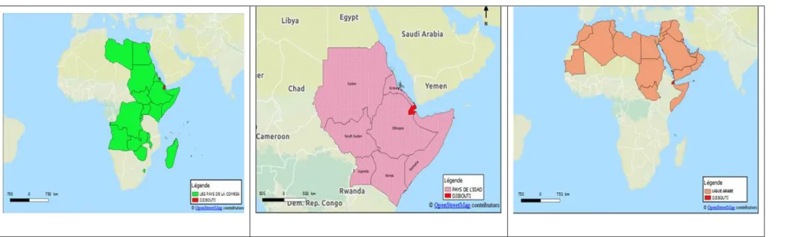 Figure 3 : les différentes organisations régionales, dont Djibouti est membre 