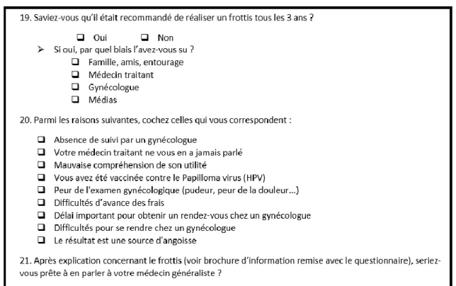 Figure 14 : Cinquième partie du questionnaire (raisons de la non-participation) 