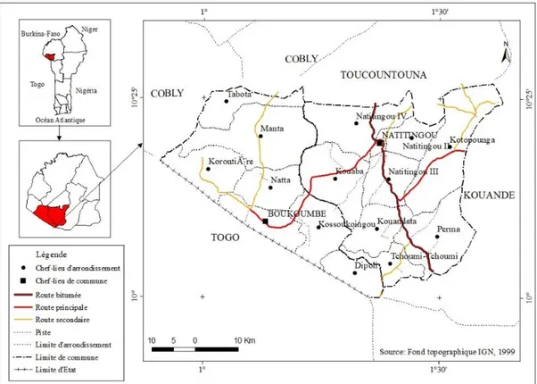 Figure 1 : Situation géographique et administrative du secteur Natitingou-Boukombé 